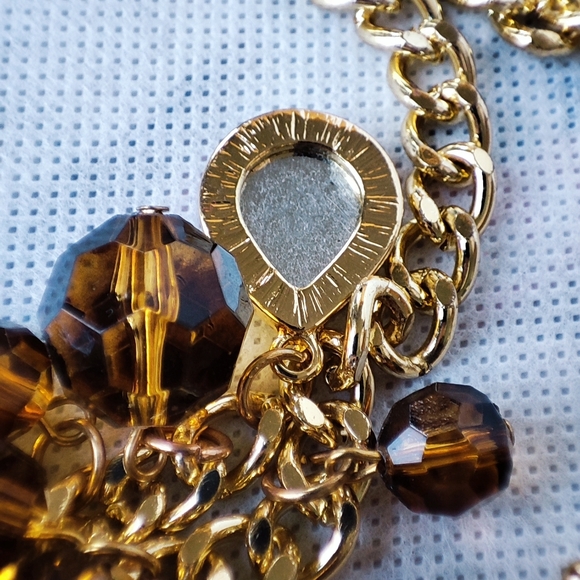 Acrylic Faceted Root Beer Citrine Molded Plastic Teardrop Necklace Unsigned EUC - Picture 7 of 12